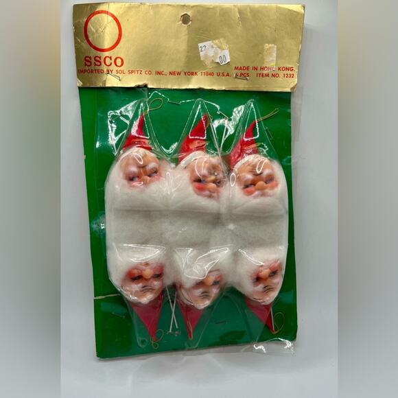 NWT 1960s Santa head ornaments - Picture 1 of 6